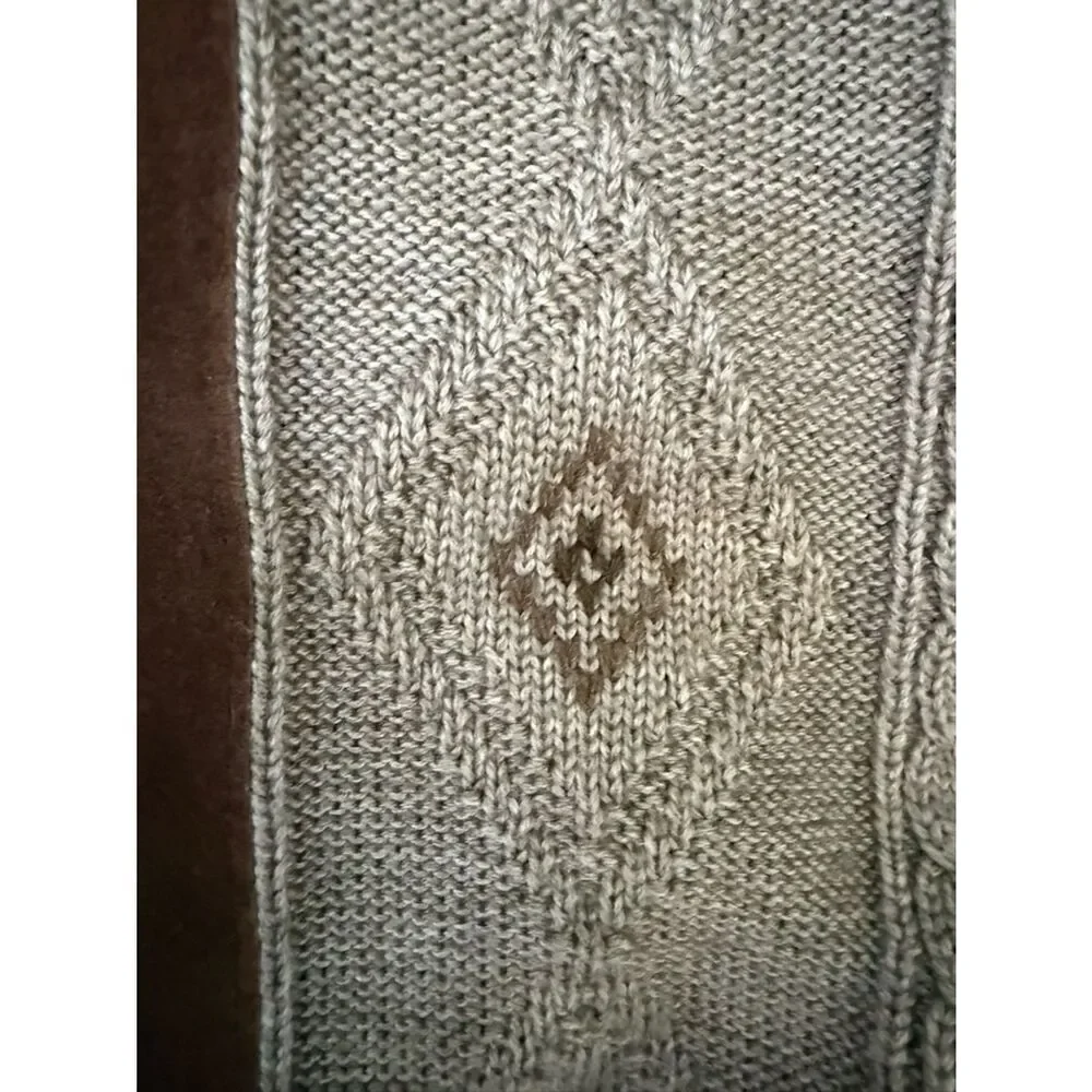 Italian Wool Leather Panel Cardigan Western Ranch Vintage Norm Thompson